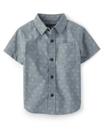 Baby And Toddler Boys Horseshoe Poplin Button Up Shirt