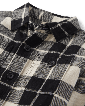 Camisa con botones de franela a cuadros familiares a juego para bebés y niños pequeños