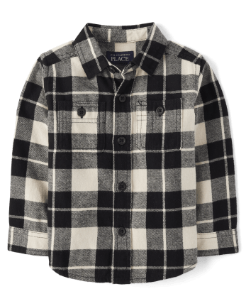 Baby And Toddler Boys Matching Family Long Sleeve Plaid Flannel Button ...