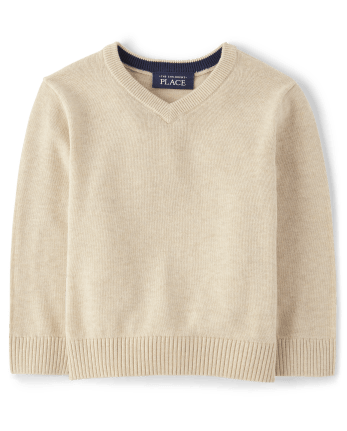 Baby And Toddler Boys Long Sleeve V Neck Sweater H T STRAW The Children s Place