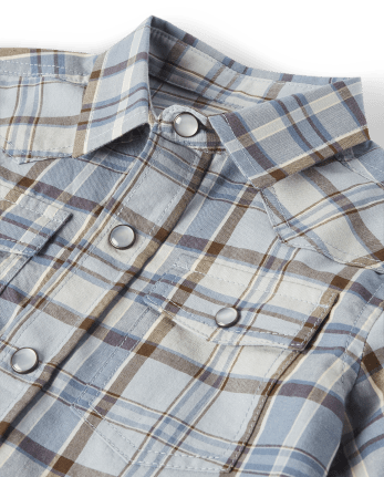 Baby And Toddler Boys Plaid Poplin Snap Front Shirt