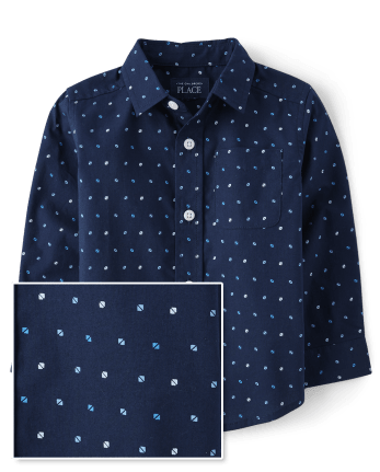 Camisa con botones de popelín con estampado para bebés y niños pequeños