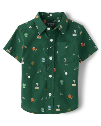 Baby And Toddler Boys Doodle Poplin Button Up Shirt