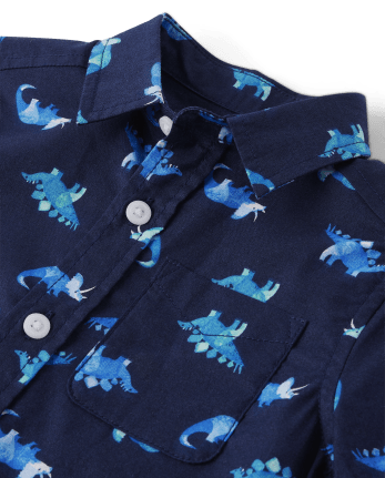 Camisa con botones de popelina Dino para bebés y niños pequeños