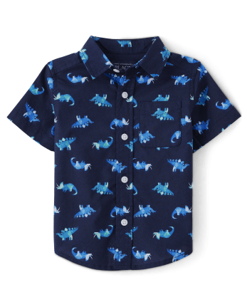 Camisa con botones de popelina Dino para bebés y niños pequeños