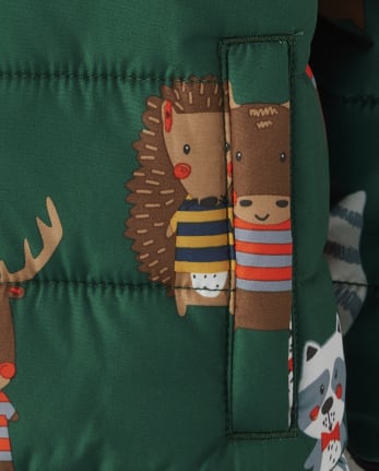 Chaqueta acolchada con estampado de animales para bebés y niños pequeños