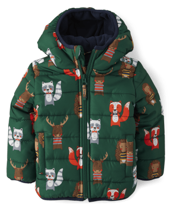 Baby And Toddler Boys Long Sleeve Animal Print Puffer Jacket SPRUCESHAD The Children s Place