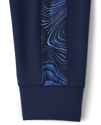 Boys Print Side Stripe Fleece Performance Jogger Pants