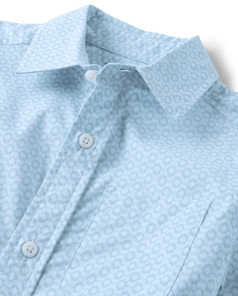 Boys Print Poplin Button Up Shirt