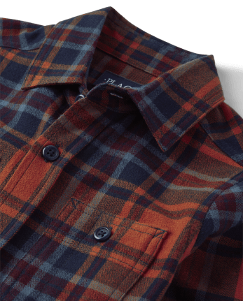 Boys Plaid Flannel Button Up Shirt