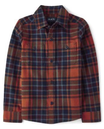 Boys Plaid Flannel Button Up Shirt