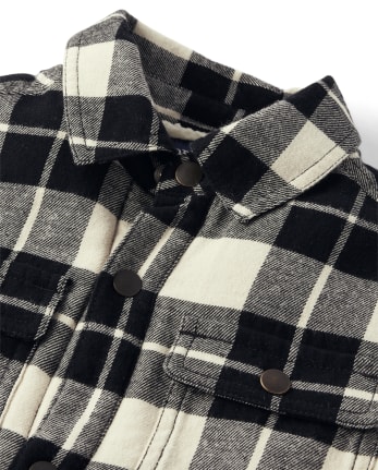 Boys Plaid Sherpa-Lined Shacket