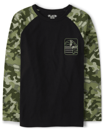 Boys Camo Raglan Top