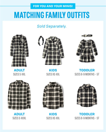 Toddler Girls Matching Family Plaid Twill Tiered Shirt Dress