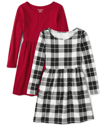 Girls Plaid Everyday Dress 2-Pack