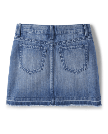 Girls Distressed Denim Skirt