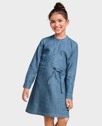 Wrangler x Barbie™ Girl's Embroidered Denim Shirt Dress | GIRLS | Wrangler®
