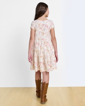 Girls Floral Tiered Dress