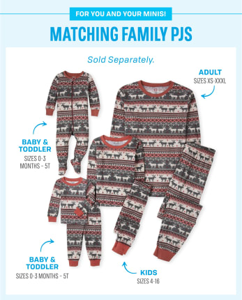 Kids Matching Family Bear Fairisle Snug Fit Cotton Pajamas