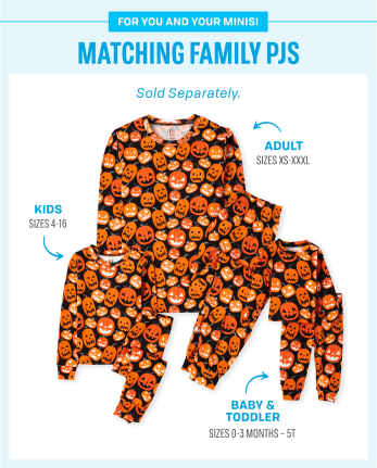 Unisex Kids Matching Family Glow Jack-O-Lantern Snug Fit Cotton Pajamas