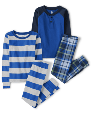 Boys Striped Snug Fit Cotton Pajamas 2-Pack