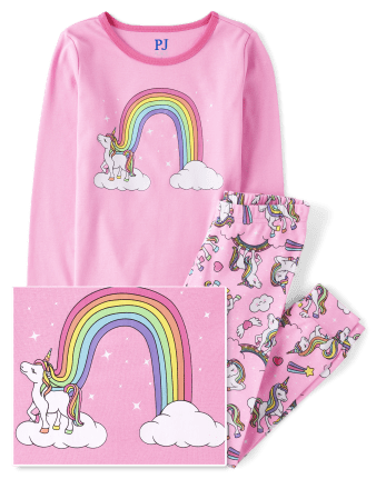 Rainbow Unicorns Kids Pajama Set - Little Blue House US