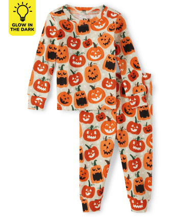 Unisex Baby And Toddler Matching Family Glow Jack-O-Lantern Snug Fit Cotton Pajamas