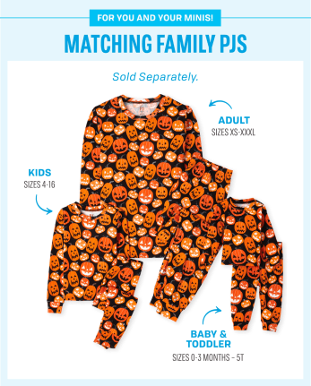 Unisex Adult Matching Family Glow Jack-O-Lantern Cotton Pajamas