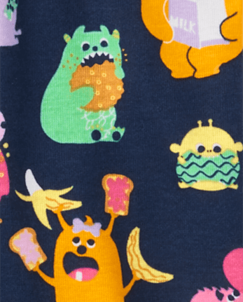 Pijamas de algodón ajustados Snack Monster para bebés y niñas pequeñas