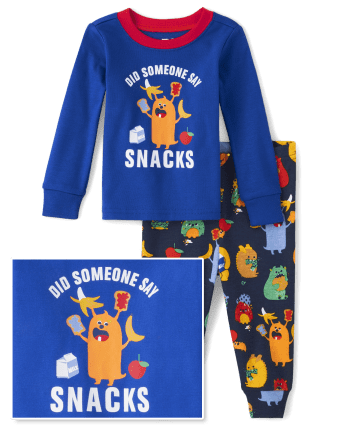 Baby And Toddler Boys Snack Monster Snug Fit Cotton Pajamas