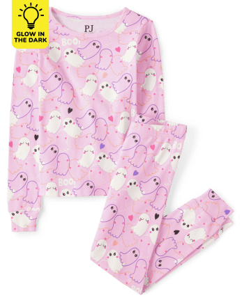 Girls Glow Ghost Snug Fit Cotton Pajamas