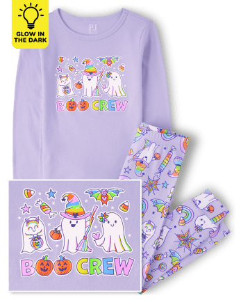 Girls Glow Boo Crew Snug Fit Cotton Pajamas