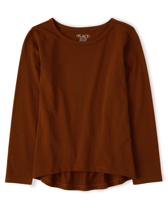 Girls long sleeve top brown t shirt