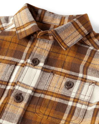 Baby And Toddler Boys Matching Family Plaid Flannel Button Up Shirt