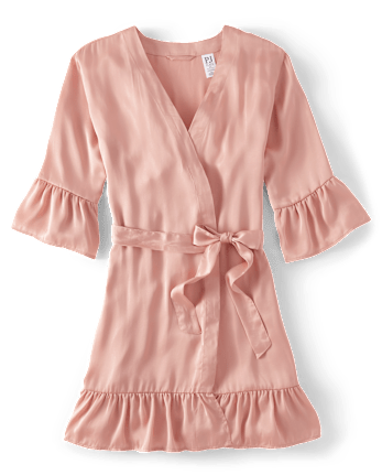 Bata de satén con volantes para mujer