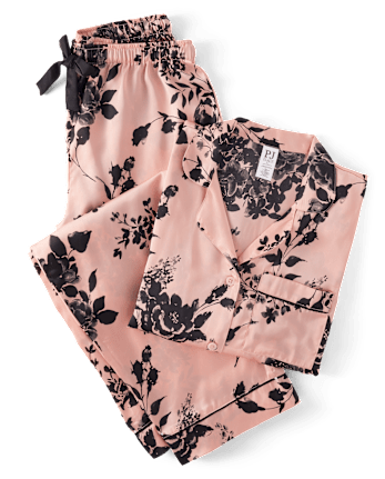 Womens Print Satin Pajamas