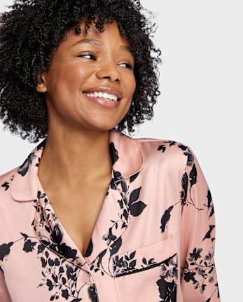 Womens Print Satin Pajamas