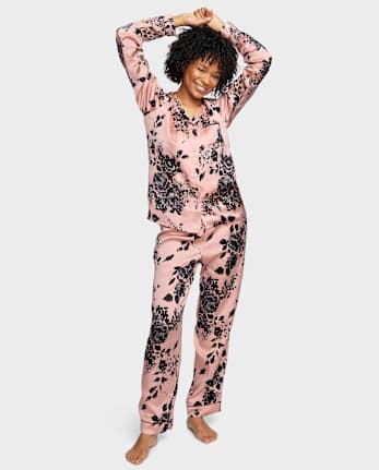 Womens Print Satin Pajamas