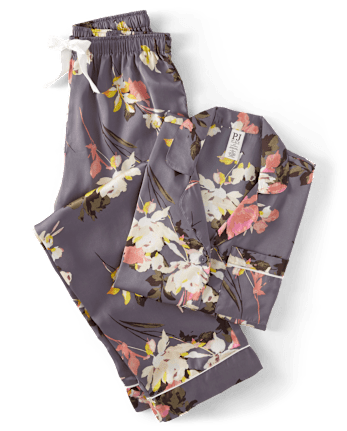 Womens Print Satin Pajamas