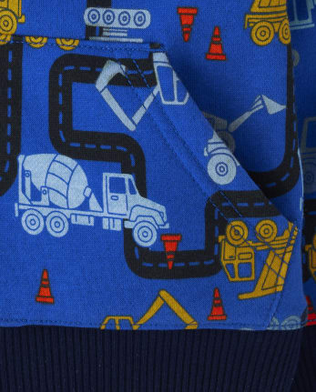 Baby And Toddler Boys Construction Truck Sherpa-Lined Hoodie