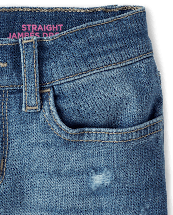 Girls Roll-Cuff Straight Jeans