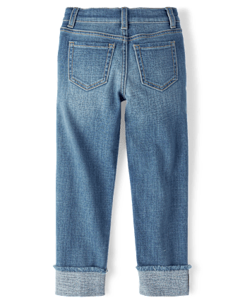 Girls Roll-Cuff Straight Jeans
