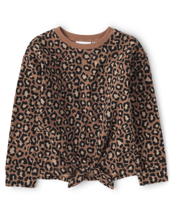 Niñitas Sudadera de polar con estampado y lazo al frente