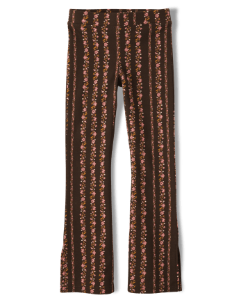 Girls Floral Ponte Flare Leggings