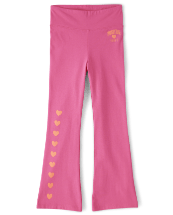 Girls Mix And Match Positive Vibes High Rise Knit Flare Leggings