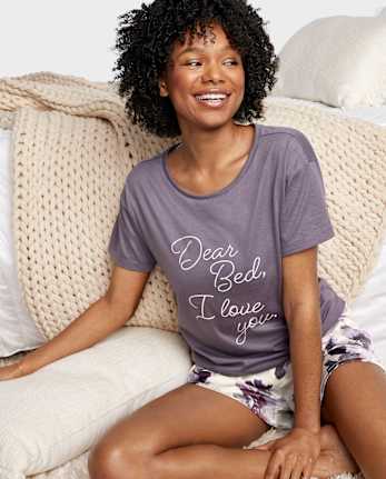 Camiseta para dormir con estampado gráfico para mujer