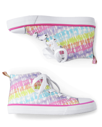 Girls Rainbow Tie Dye Hi Top Sneakers