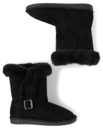 Girls Buckle Faux Fur Chalet Boots