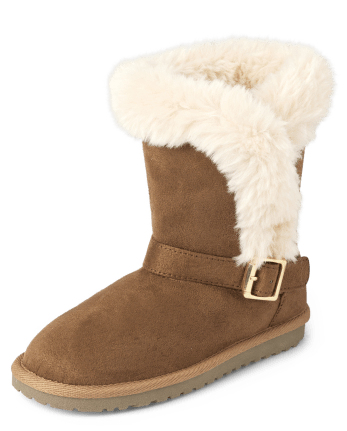 Girls Buckle Faux Fur Chalet Boots | The Children's Place - TAN