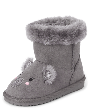 Toddler Girls Embroidered Koala Faux Fur Chalet Boots